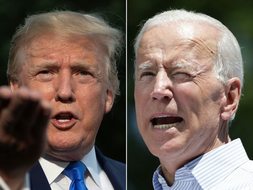 Montagem do ex-presidente americano Donald Trump e do presidente Joe Biden