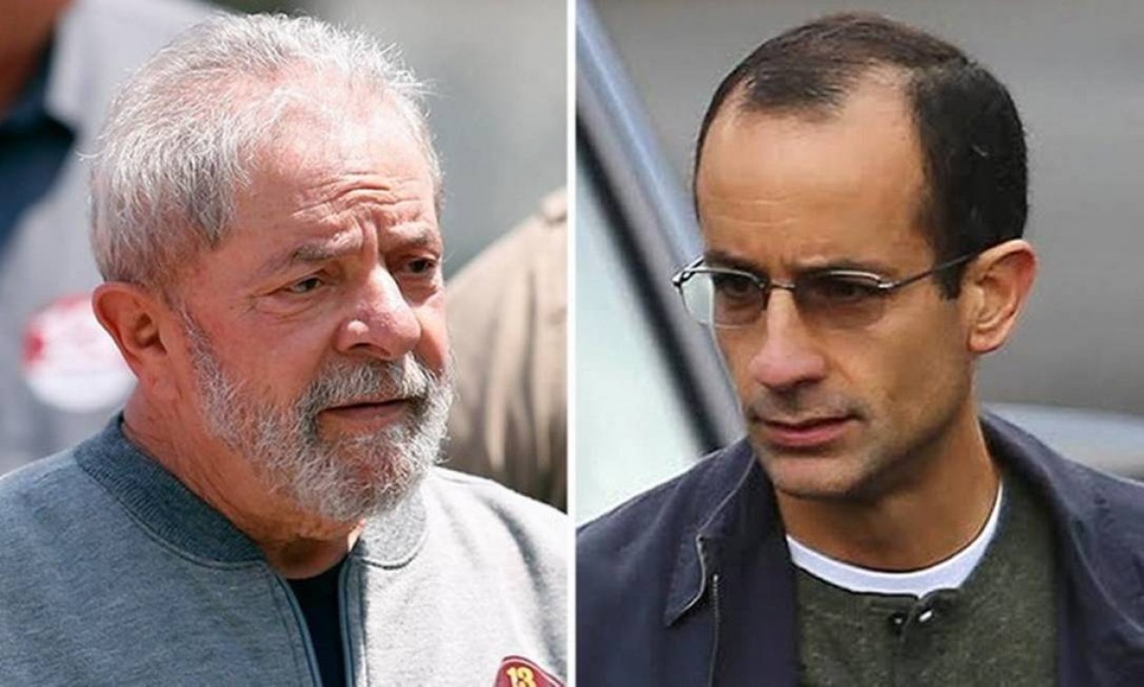 RELAÇÃO COM A ODEBRECHT Na foto, Lula e Marcelo Odebrecht. Pela terceira vez, o ex-presidente vira réu na Lava-Jato. Em outubro de 2016, ele é acusado de receber dinheiro da construtora Odebrecht para defender interesses da empreiteira em outros países, interferindo na concessão de financiamentos do BNDES — Foto: Arte/O Globo