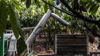 Máquina usada para descascar cacau em uma fazenda em Eunápolis, no estado da Bahia — Foto: Dado Galdieri/Bloomberg