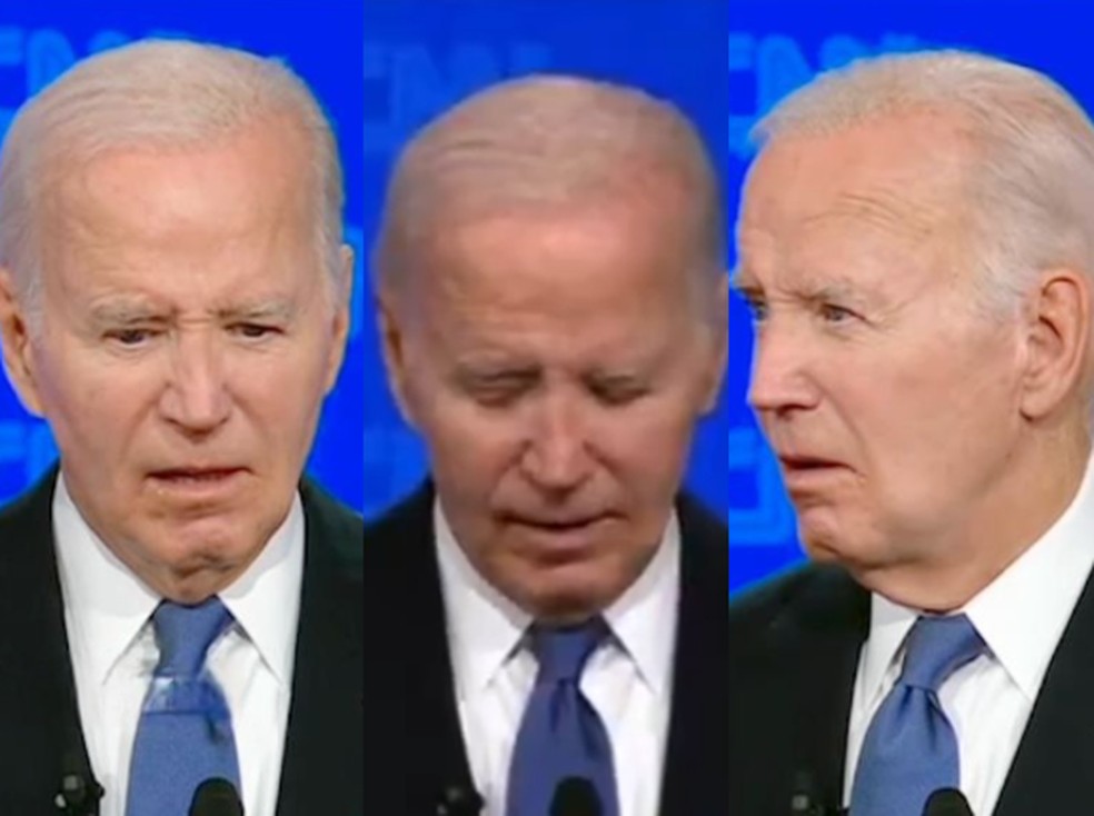 Presidente dos EUA, Joe Biden mostrou fragilidade em primeiro debate eleitoral contra Donald Trump — Foto: Reprodução
