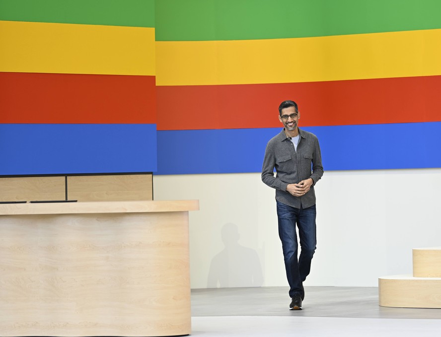 Sundar Pichai, CEO do Google, durante o Google I/O
