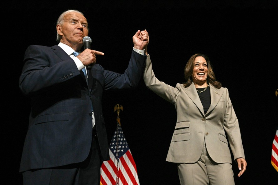 O presidente dos EUA, Joe Biden, e a vice-presidente e candidata democrata à Casa Branca, Kamala Harris