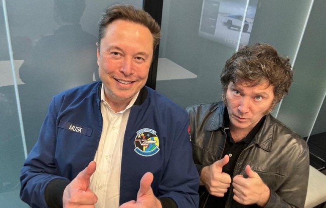 Elon Musk e o presidente da Argentina Javier Milei