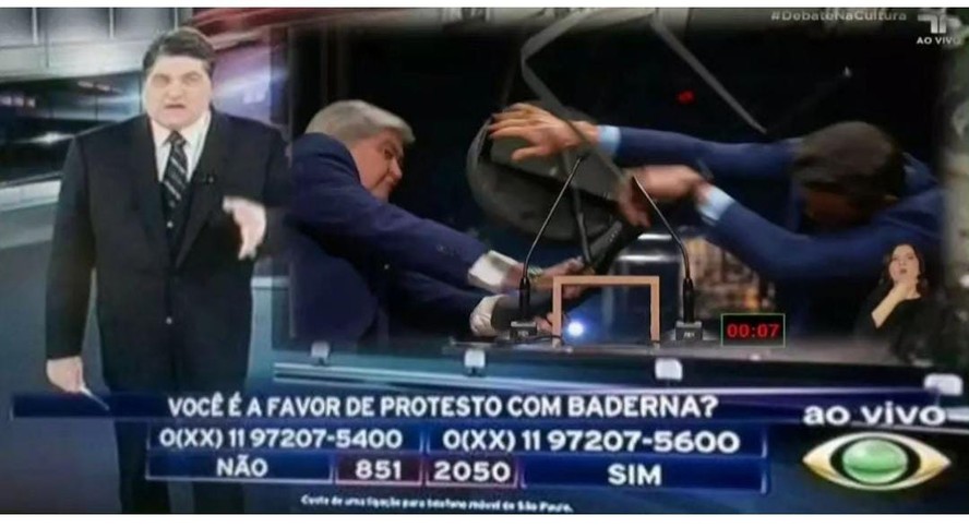 Meme resgatou imagem antiga de enquete em programa do Datena para fazer piada com cadeira