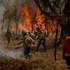 Bombeiros e brigadistas combatem incêndio próximo ao Aeroporto de Brasília - Marcelo Camargo/Agência Brasil/25-08-2024