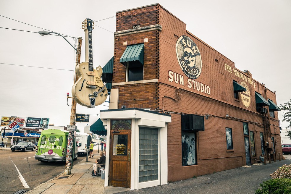 Prédio do Sun Studios, em Nashville, no Tennessee, onde Elvis Presley gravou suas primeiras músicas — Foto: Uwe Conrad / Pixabay / Reprodução