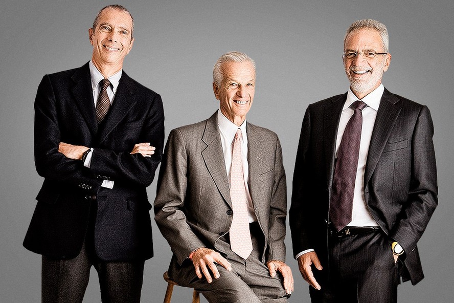 Beto Sicupira, Jorge Paulo Lemann e Marcel Telles (da esquerda para a direita), os principais acionistas da Americanas: “capitalistas puro-sangue”, segundo Sergio Rial