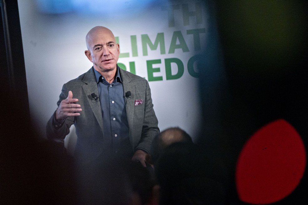 O bilionário Jeff Bezos, fundador da Amazon — Foto: Andrew Harrer/Bloomberg