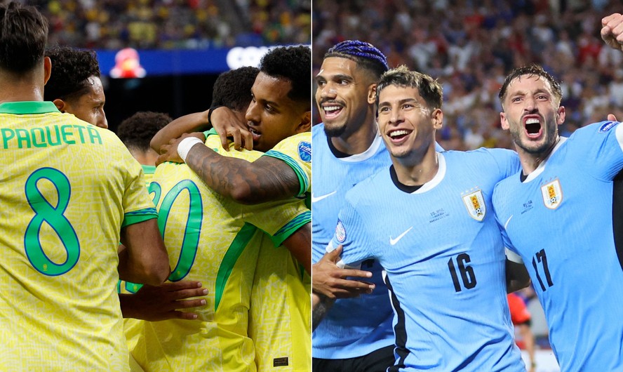 Brasileiros e uruguaios se enfrentam neste sábado, pelas quartas de final da Copa América