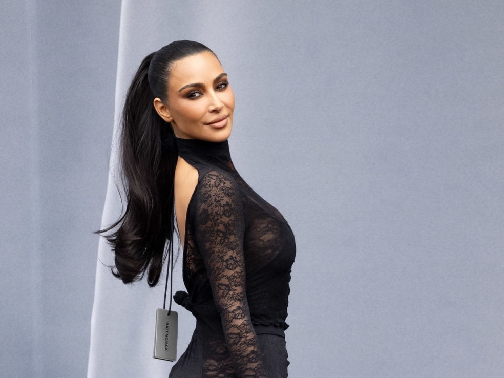 Kim Kardashian, no desfile da Balenciaga — Foto: Getty Images