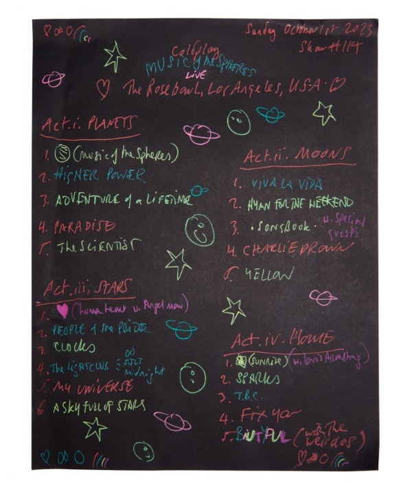 Setlist do Coldplay — Foto: Reprodução