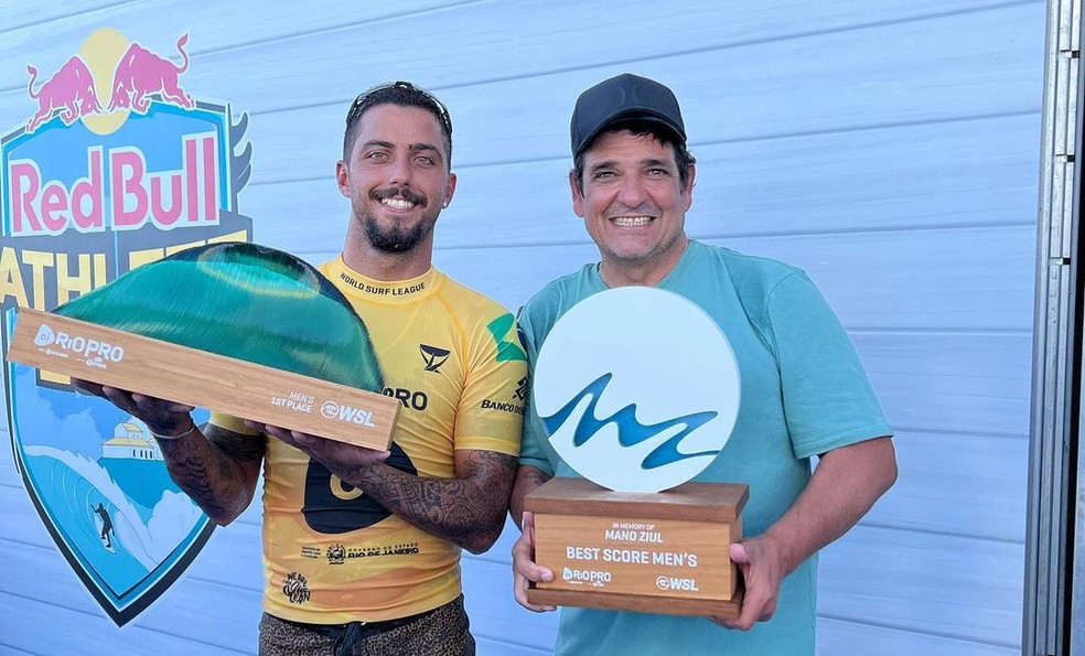 Luiz Campos, o Pinga, é técnico do bicampeão mundial Filipe Toledo — Foto: Reprodução / Redes sociais