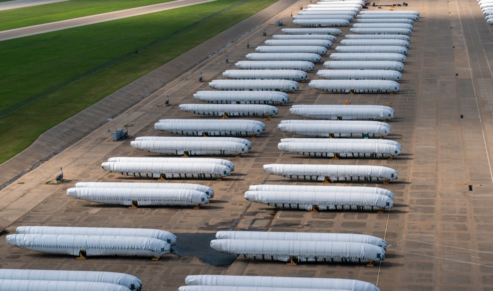 Fuselagens da linha 737 da Boeing, na fábrica da Spirit AeroSystems em Wichita, Kansas, EUA. — Foto: Bloomberg