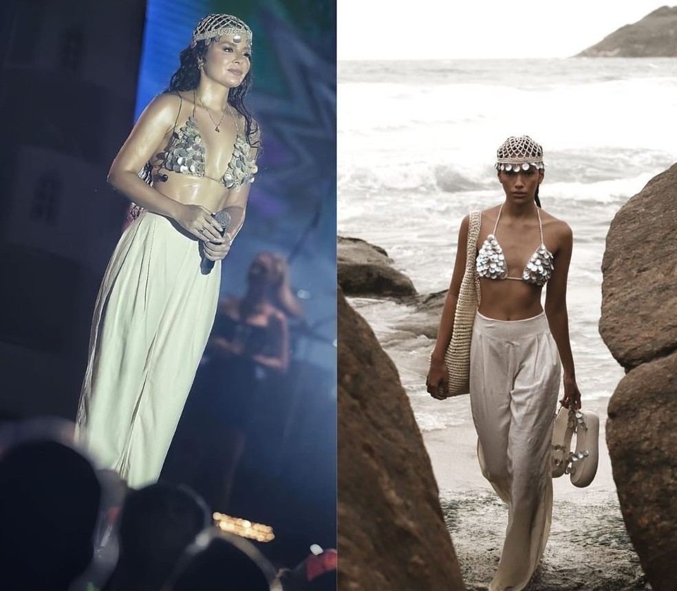 Maraisa usou top pérola, de R$ 699, calça, de R$ 659, e touca, de R$ 499 (peças da marca Tissé) — Foto: Reprodução Instagram