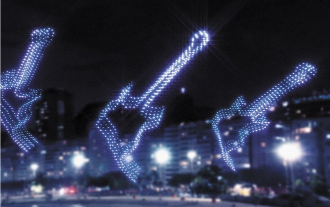 Copacabana: Imagens de guitarras serão projetadas por drones antes da virada do ano em alusão aos 40 anos do Rock in Rio