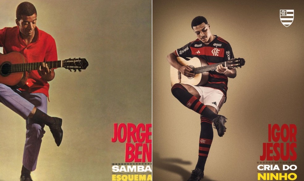 Igor Jesus aparece na versão de "Samba esquema novo" — Foto: Reprodução