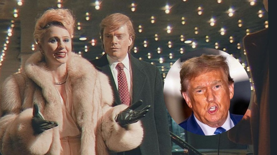 Maria Bakalova e Sebastian Stan como Ivana e Donald Trump em cena do filme 'O aprendiz'