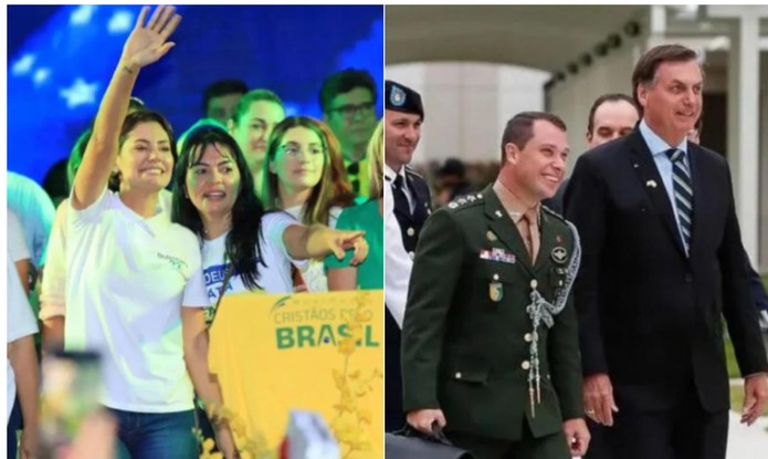 Rosimary Cardoso Cordeiro ao lado de Michelle Bolsonaro em evento do PL em 2022 e Bolsonaro com Mauro Cid