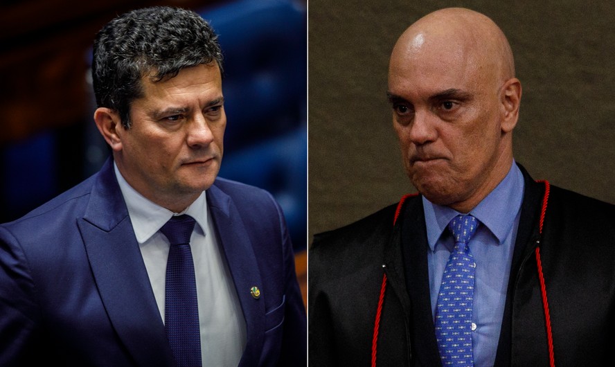 O senador Sergio Moro (União-PR) e o presidente do Tribunal Superior Eleitoral (TSE), Alexandre de Moraes