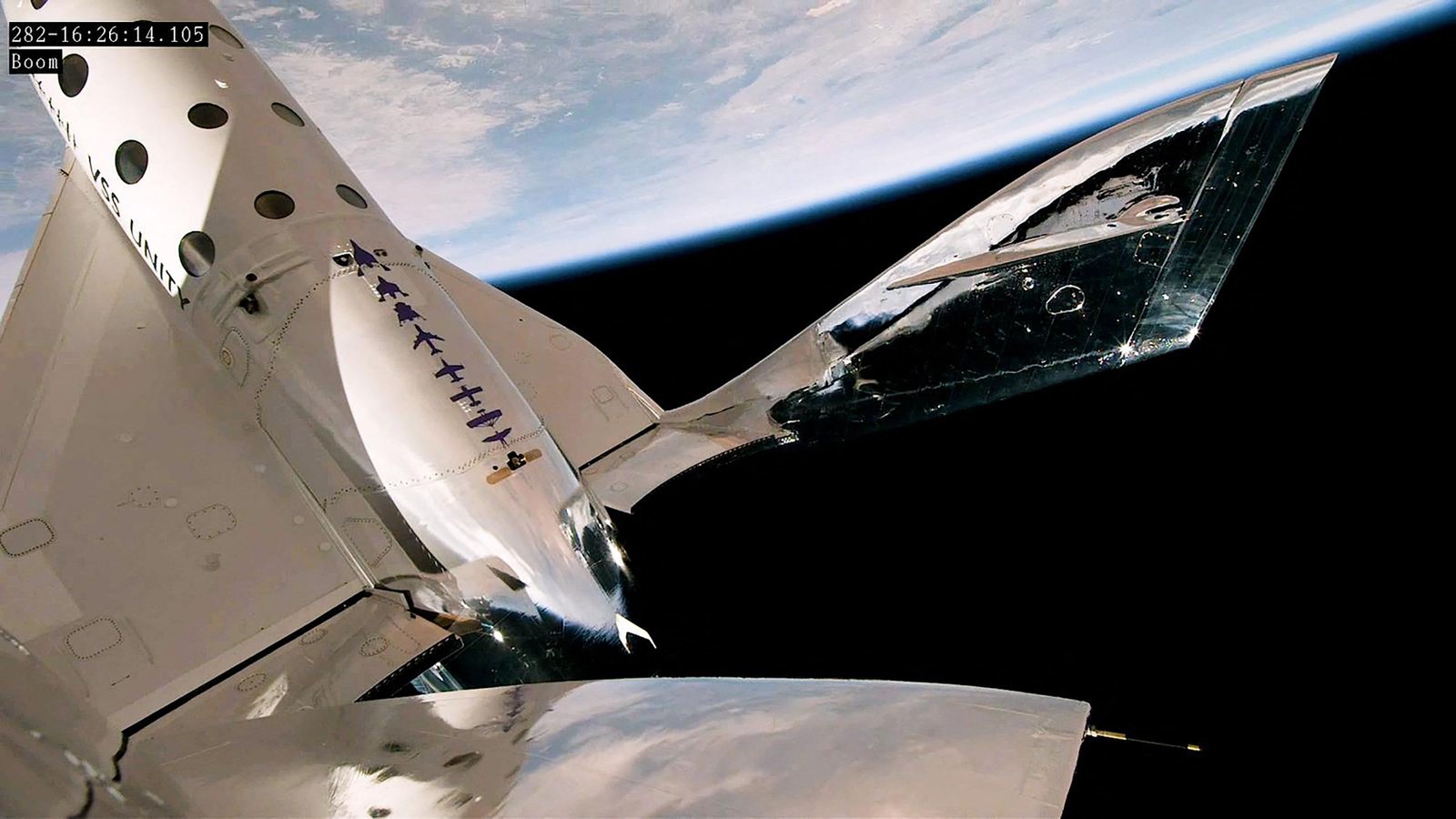 Esta imagem divulgada pela Virgin Galactic mostra a espaçonave Unity da empresa durante a missão Unity 25 de 25 de maio de 2023. — Foto: Virgin Galactic / AFP