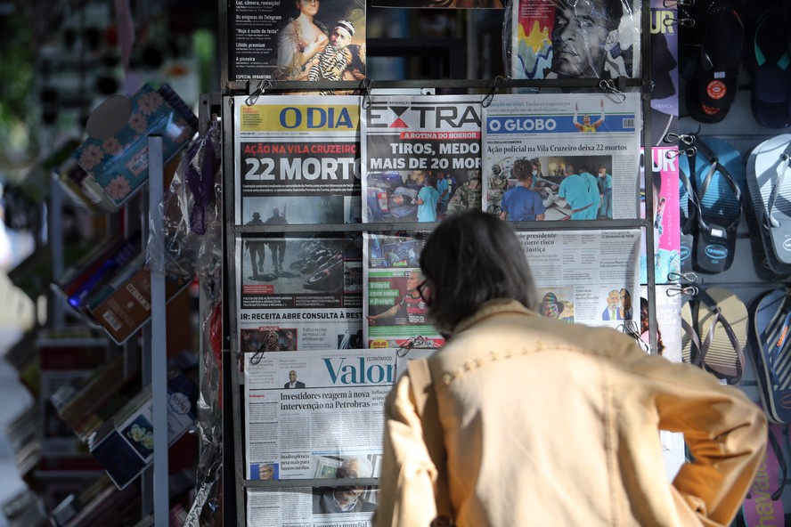 Banca de jornal no Largo do Machado, em maio de 2022