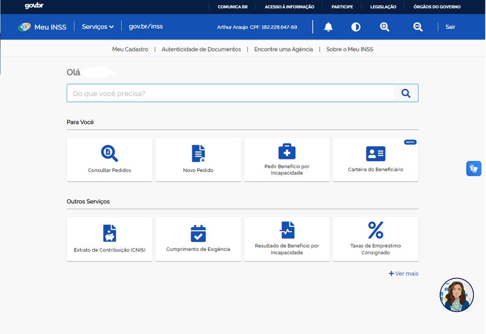 Portal Meu INSS — Foto: Captura de tela