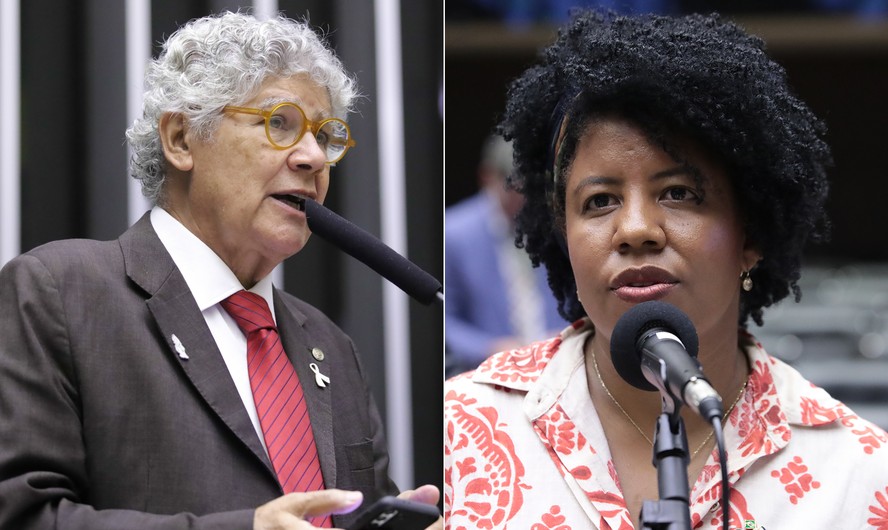 Os deputados Chico Alencar (PSOL-RJ) e Jack Rocha (PT-ES), relatora da representação do PSOL que pede a cassação de Chiquinho Brazão (sem partido-RJ), réu no STF pelo assassinato de Marielle Franco