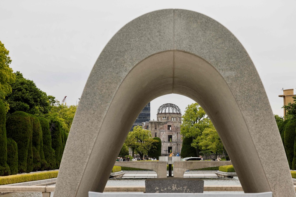 Memorial da Paz, em Hiroshima, dedicado à memória do bombardeio de 1945 e suas vítimas. — Foto: Ludovic Marin/AFP