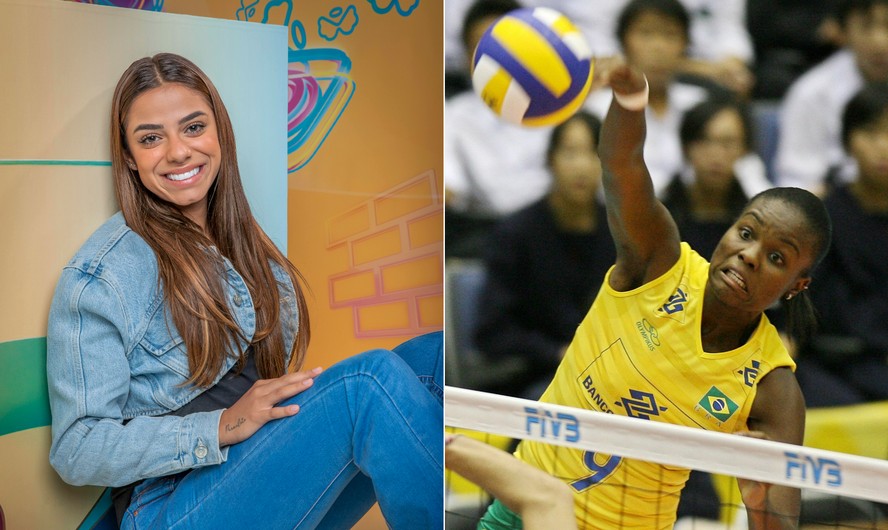 Key Alves (à esquerda) e Fabiana Claudino, bicampeã olímpica de vôlei