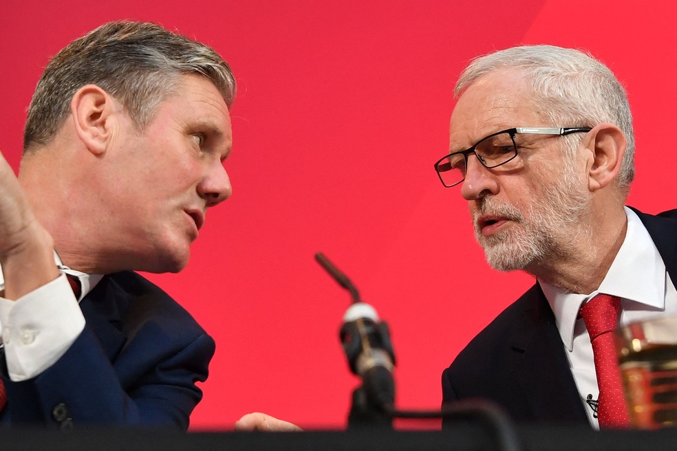 Starmer e Corbyn, em foto de 2019 — Foto: Ben Stansall/AFP