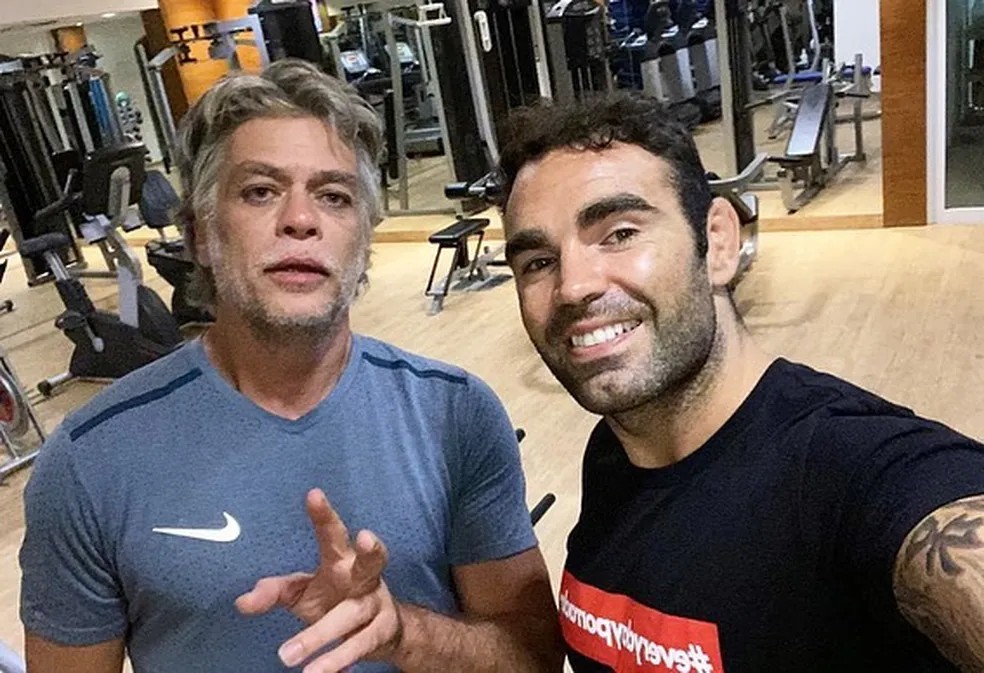 Fábio Assunção e o treinador Chico Salgado — Foto: Instagram