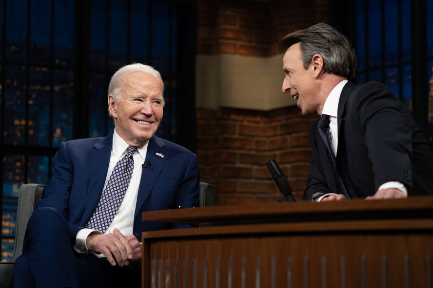 Biden durante entrevista ao talk show noturno 'Late Night With Seth Myers', do canal NBC