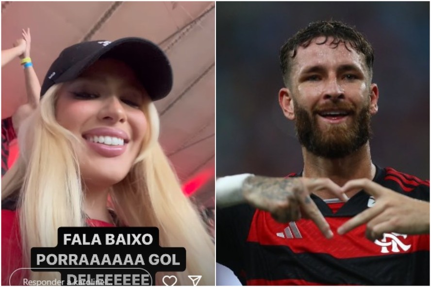 Karoline Lima vai ao Maracanã e vê namorado Léo Pereira marcar gol da vitória do Flamengo