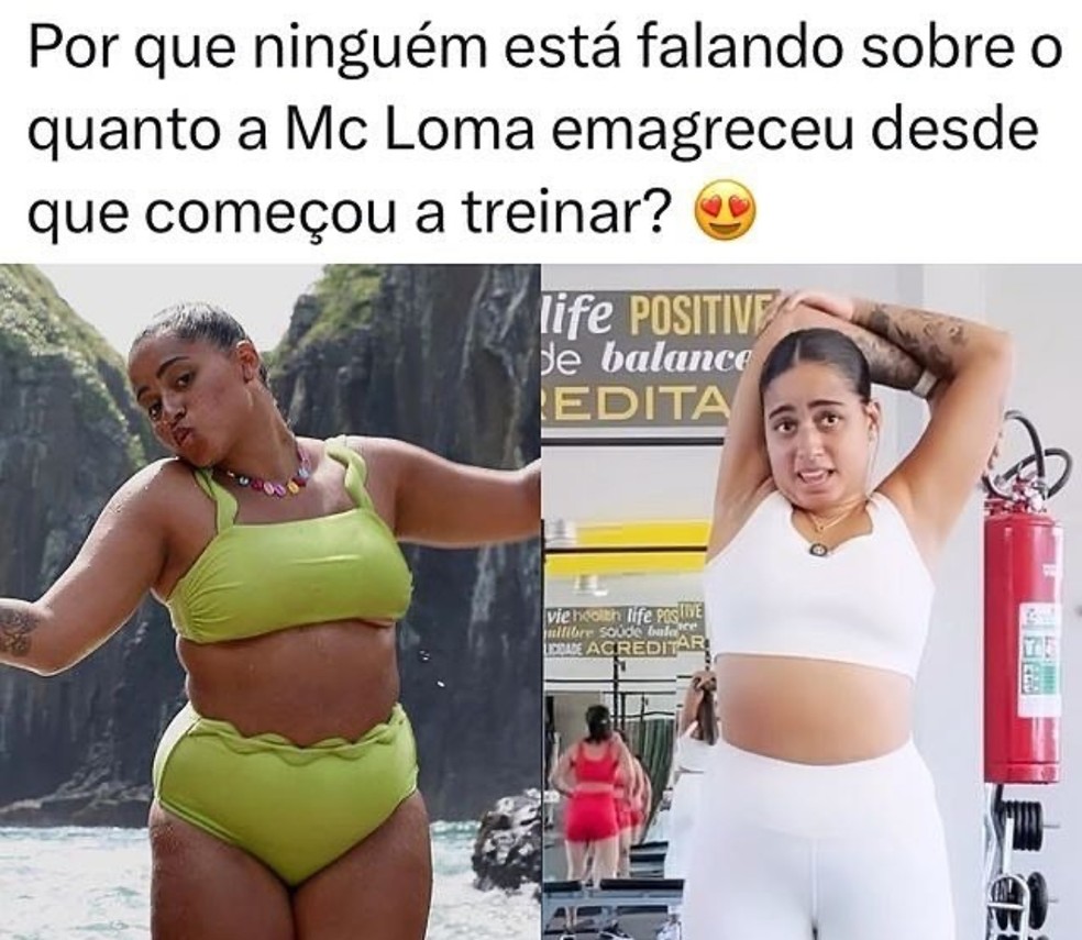 Antes e depois de MC Loma virou assunto nas redes — Foto: Reprodução Instagram