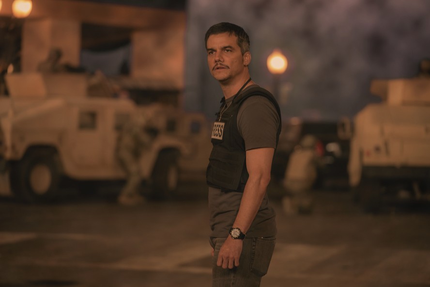 Wagner Moura em cena do longa 'Guerra civil', dirigido pelo britânico Alex Garland