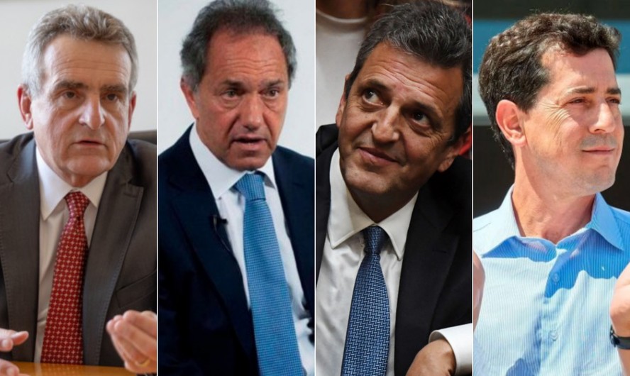 Da esquerda para a direita: Agustin Rossi, Daniel Scioli, Sergio Massa e Wado de Pedro