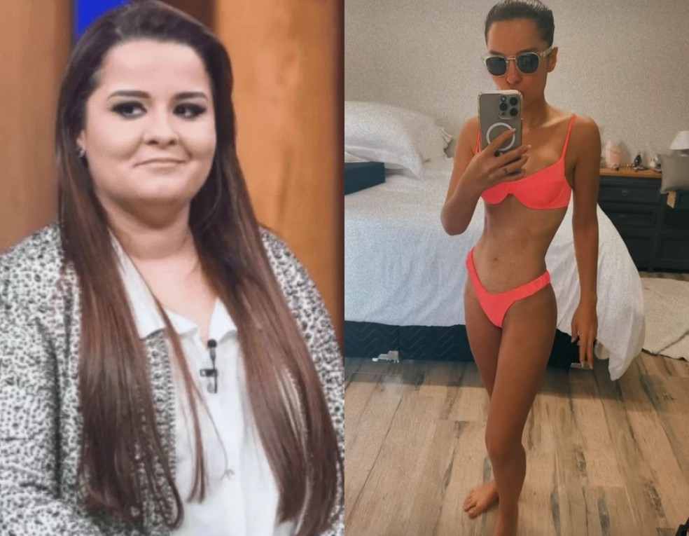Antes e depois da cantora sertaneja Maiara — Foto: TV Globo/Instagram