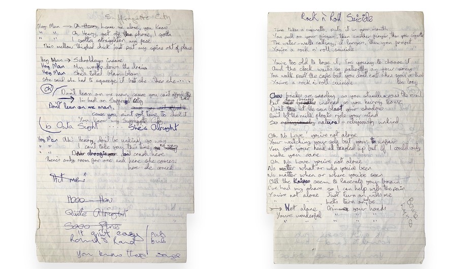 Letras manuscritas de Bowie podem ser vendidas em leilão por mais de R$600 mil