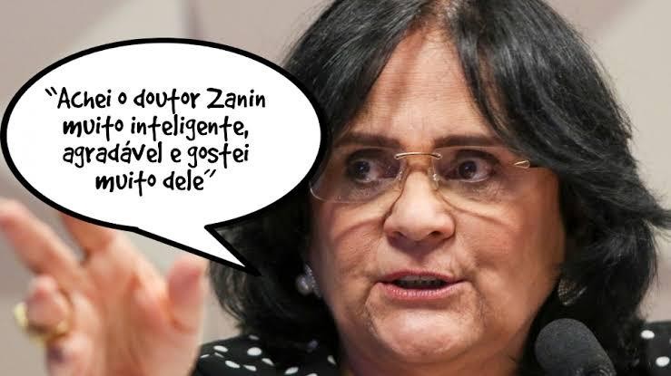 Meme resgata declaração elogiosa da senadora bolsonarista e ultraconservadora Damares Alves (Republicanos-DF) sobre Zanin em meio a críticas da base de Lula a votos conservadores de Zanin — Foto: Reprodução