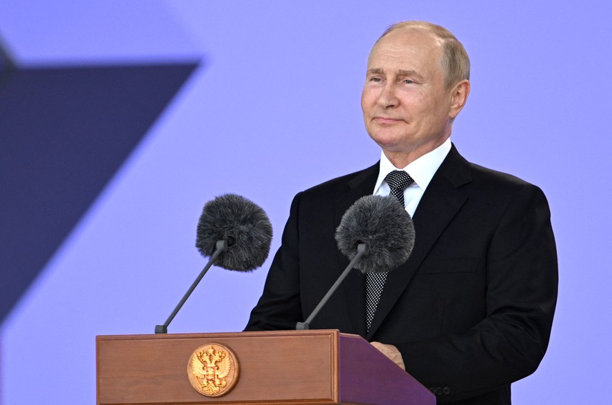 Presidente da Rússia, Vladimir Putin, durante discurso a militares