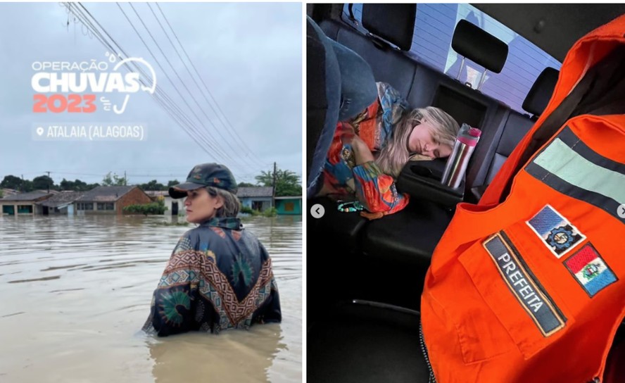 Prefeita de Atalaia, Alagoas, Ceci Rocha é criticada por fotos postadas nas redes durante enchentes no município