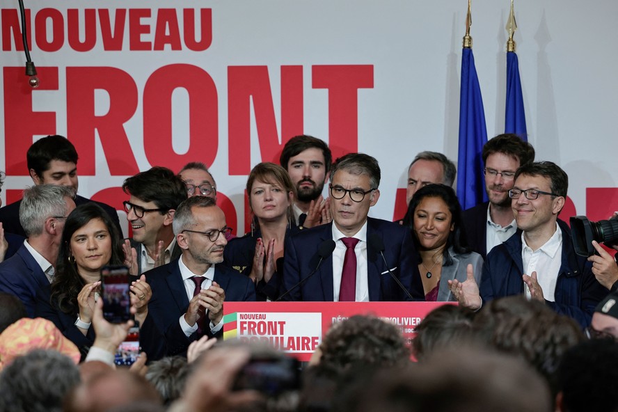 Primeiro-secretário do Partido Socialista, Olivier Faure, fala após anúncio de resultados das eleições na França