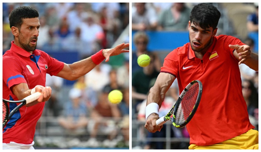 Djokovic (e) e Alcaraz voltam a se enfrentar no domingo, em busca do inédito ouro olímpico