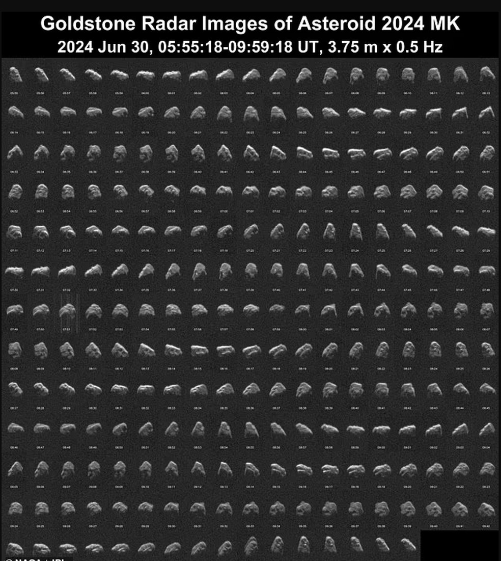 Imagens de radar do asteroide 2024 MK — Foto: Nasa / JPL