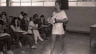 Xuxa durante prova do vestibular da Universidade Gama Filho, em agosto de 1982 — Foto: Wilson Alves