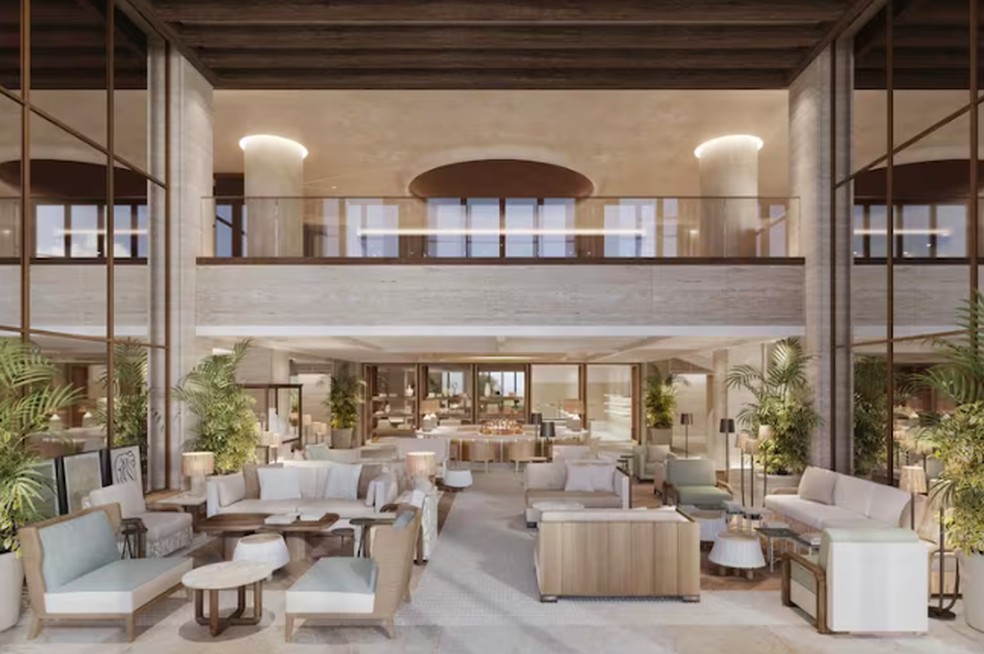 Projeto do 'novo' hotel Formentor, ícone na Espanha — Foto: Emin Capital