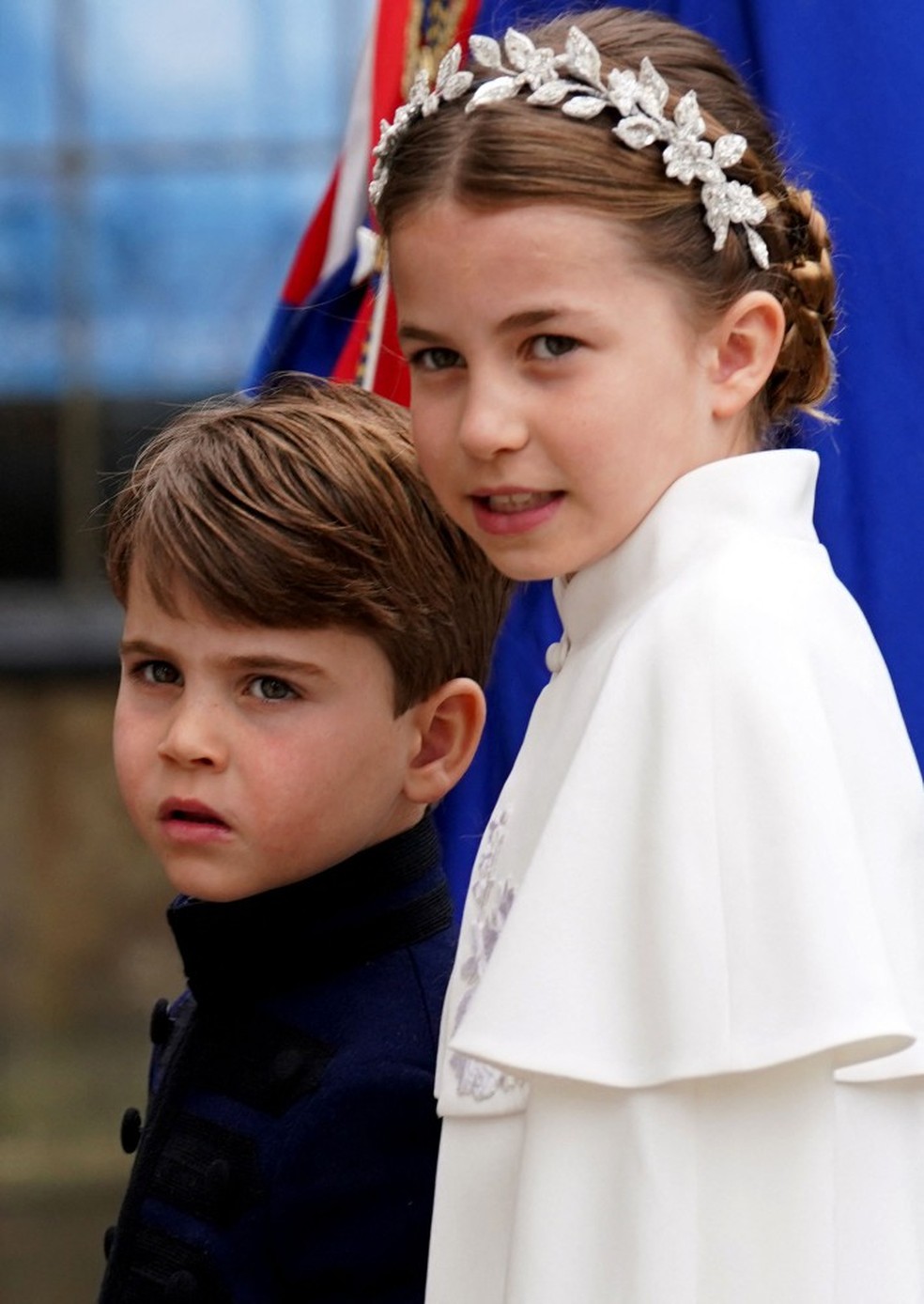 Louis e Charlotte na coroação de Charles III — Foto: Andrew Milligan / AFP