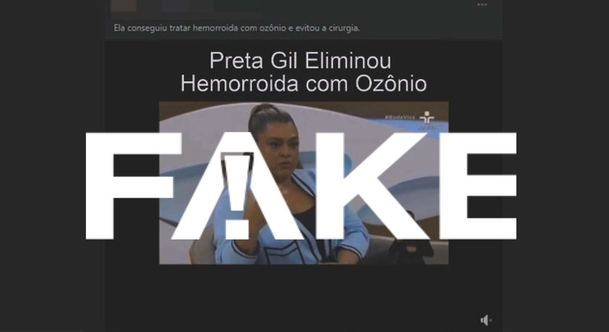 É #FAKE que Preta Gil tenha tratado hemorroida com ozônio