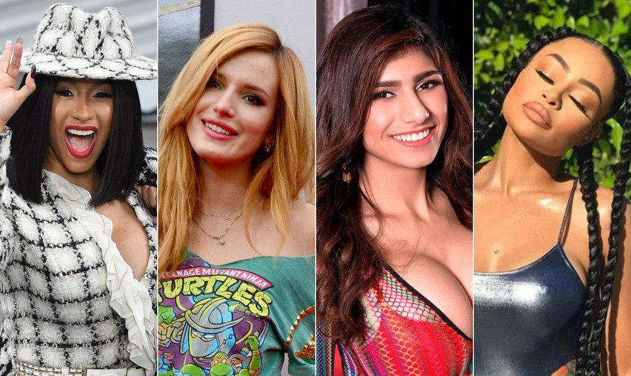 Da esquerda para a direita, Cardi B, Bella Thorne, Mia Khalifa e Blac Chyna