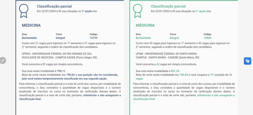 Sisu classifica candidato na segunda opção mesmo com nota suficiente para a primeira